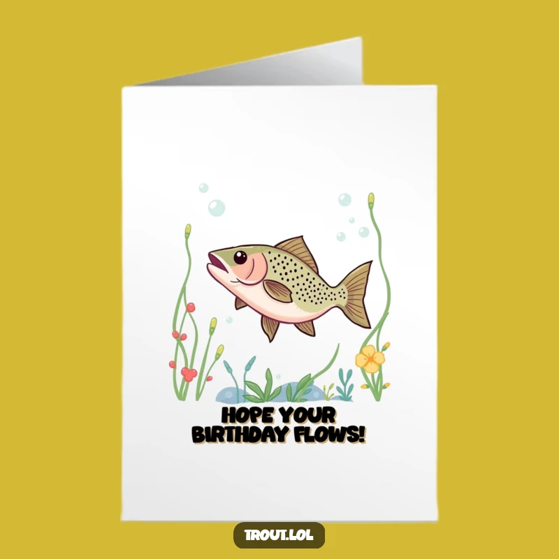 Free Printable Birthday Card: Dancing Trout Underwater - Joyful Downloadable Gift!