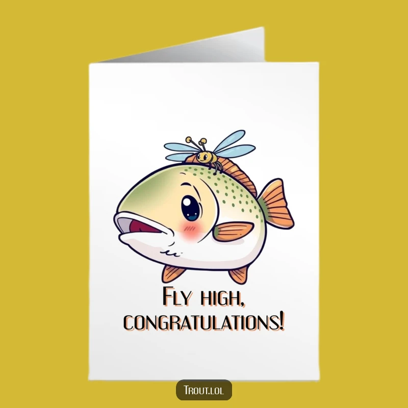 Free Printable Congrats Card: Surprised Trout Dragonfly Funny Downloadable Gift