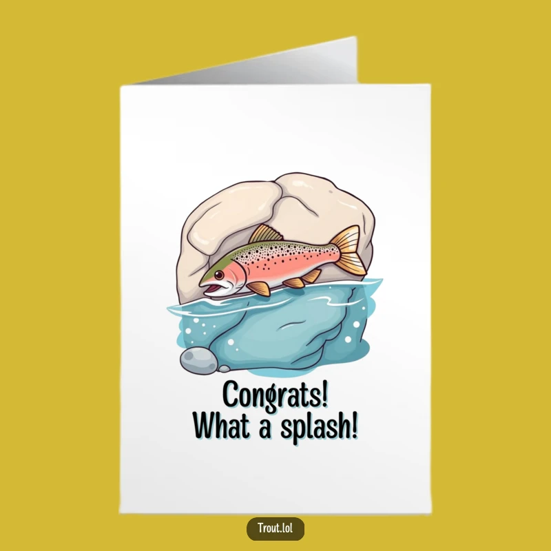 Free Printable Congrats Card: Goofy Bumping Trout Funny Downloadable Greeting Gift