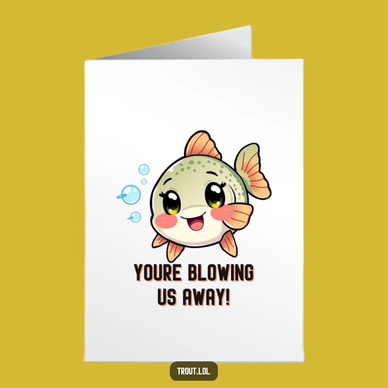 Free Printable Congrats Card: Kawaii Trout Bubbles Funny Downloadable