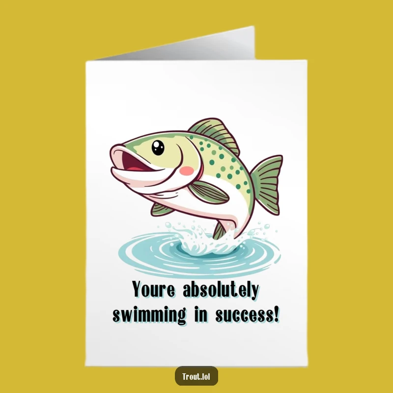 Free Printable Congrats Card: Kawaii Trout Leap Funny Downloadable