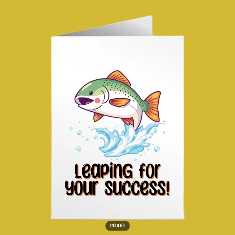 Free Printable Congrats Card: Kawaii Trout Wave, Humorous Downloadable Gift