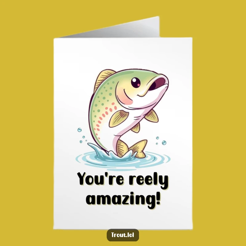 Free Printable Trout Congrats Card: Jumping Fish Downloadable Celebration