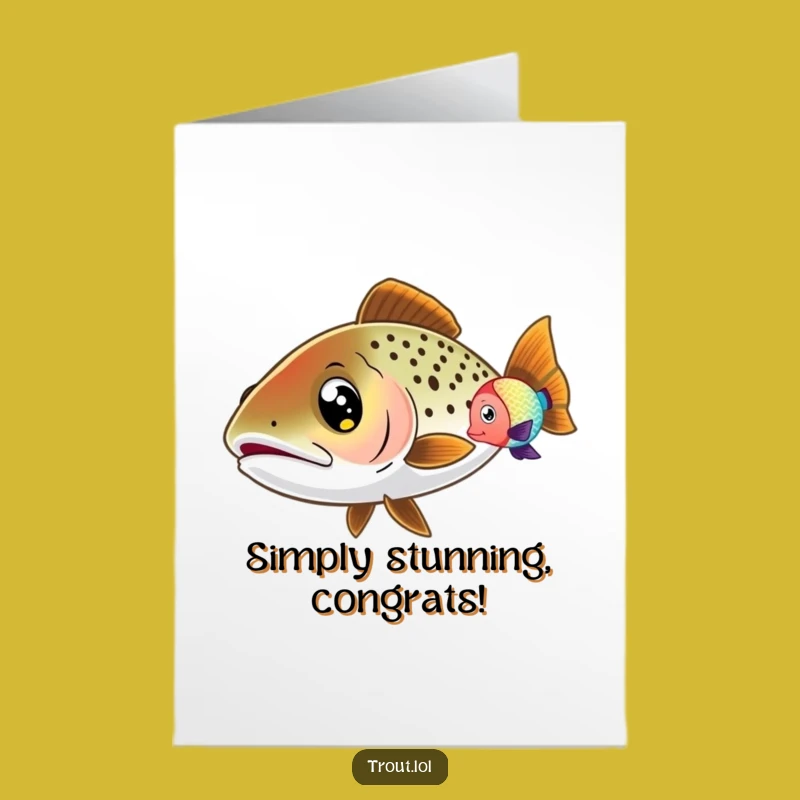 Free Printable Trout Congrats Card: Wide Eyes Downloadable Amazed Celebration