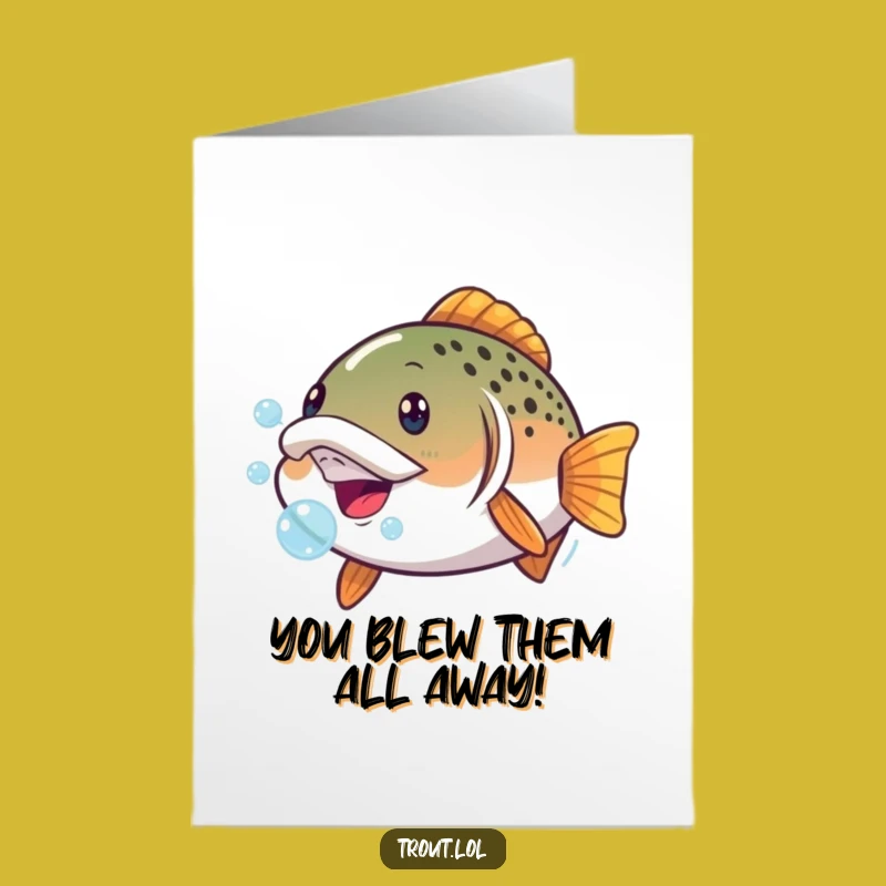 Free Printable Congrats Card: Bubbly Face Trout, Downloadable Celebration for Humor Fans