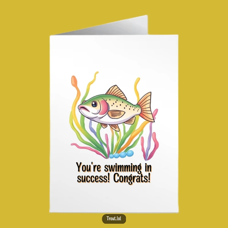 Free Printable Congratulations Card: Darting Trout, Aquatic Victory Greeting