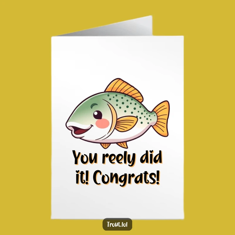 Free Printable Kawaii Trout Congrats Card: Wiggle Tail Celebration Downloadable Gift