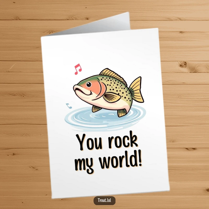 Funny Free Printable Congratulations Card: A trout happily hums, with musical notes flowing in the water.
