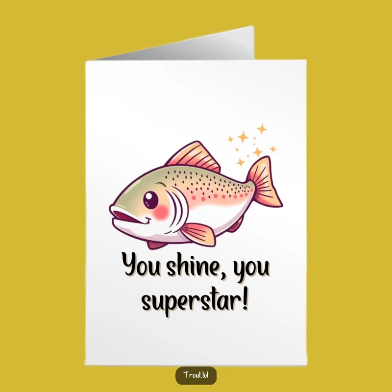Free Printable Congrats Card: Sparkly Trout Success - Funny Aquatic Achievement Downloadable