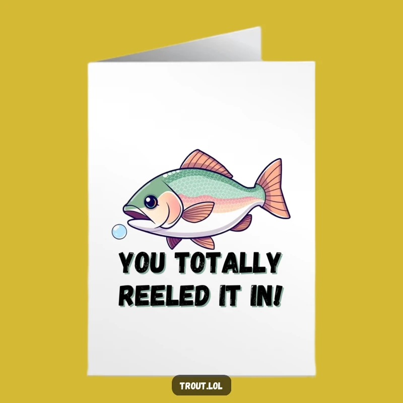 Free Printable Congrats Card: Funny Trout Bubble Chase - Downloadable Playful Gift