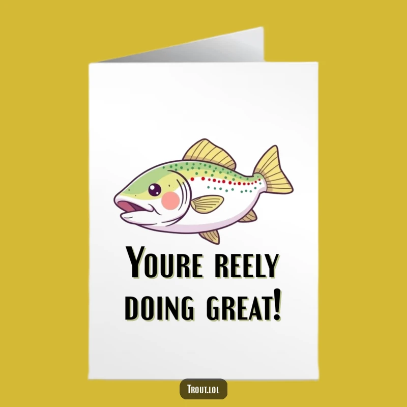 Free Printable Congrats Card: Happy Gliding Trout Funny Downloadable Greeting Gift