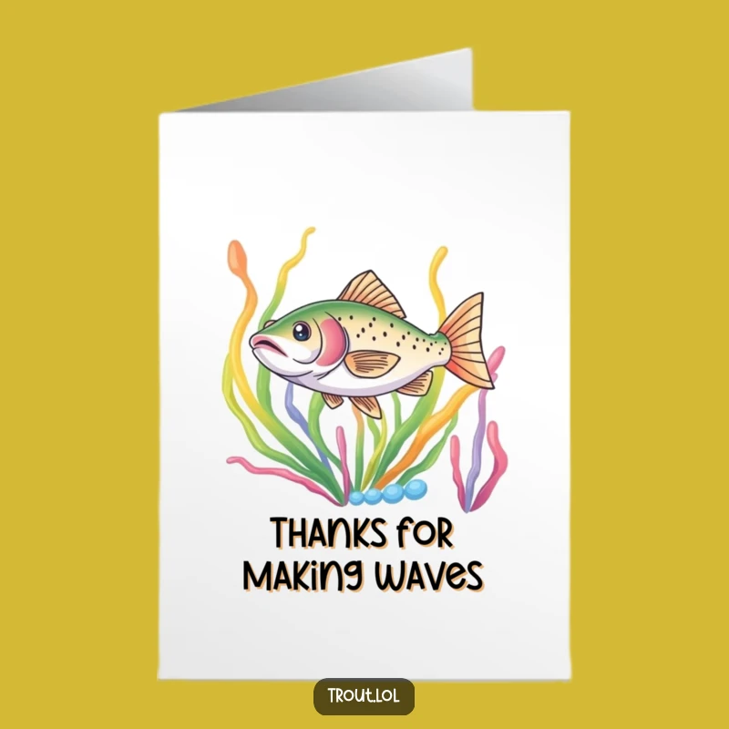 Free Printable Thank You Card: Darting Trout, Aquatic Gratitude Greeting