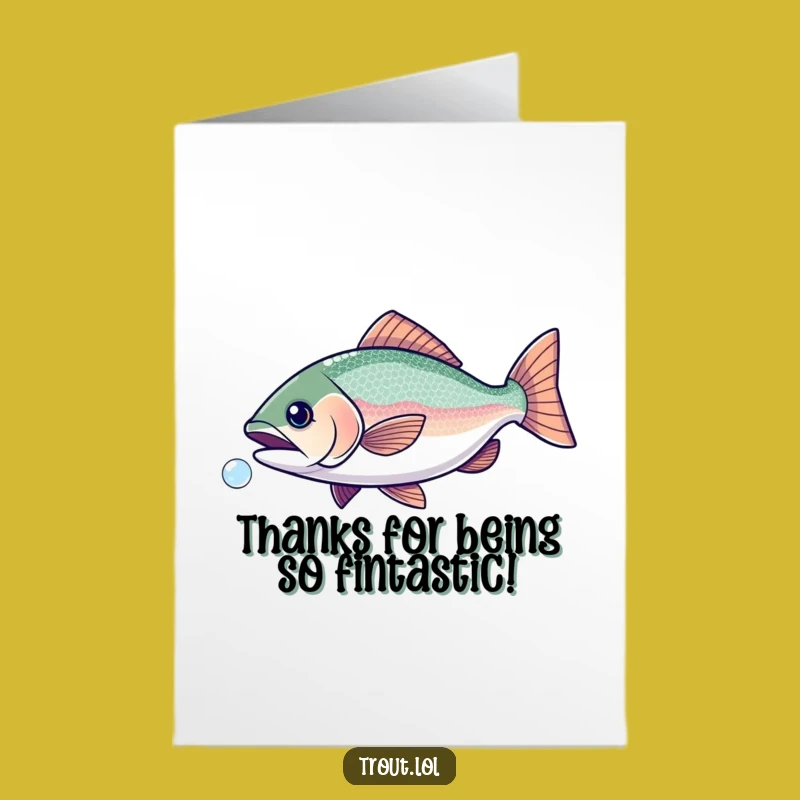 Free Printable Thank You Card: Funny Trout Bubble Chase - Downloadable Grateful Gift