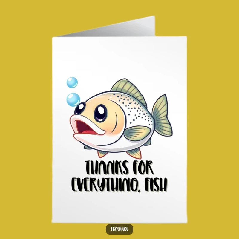 Free Printable Thank You Card: Goofy Trout Bubble Gift - Downloadable Appreciation