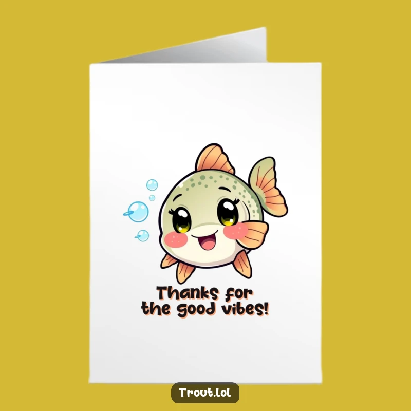 Free Printable Thank You Card: Kawaii Trout Bubbles Funny Gift