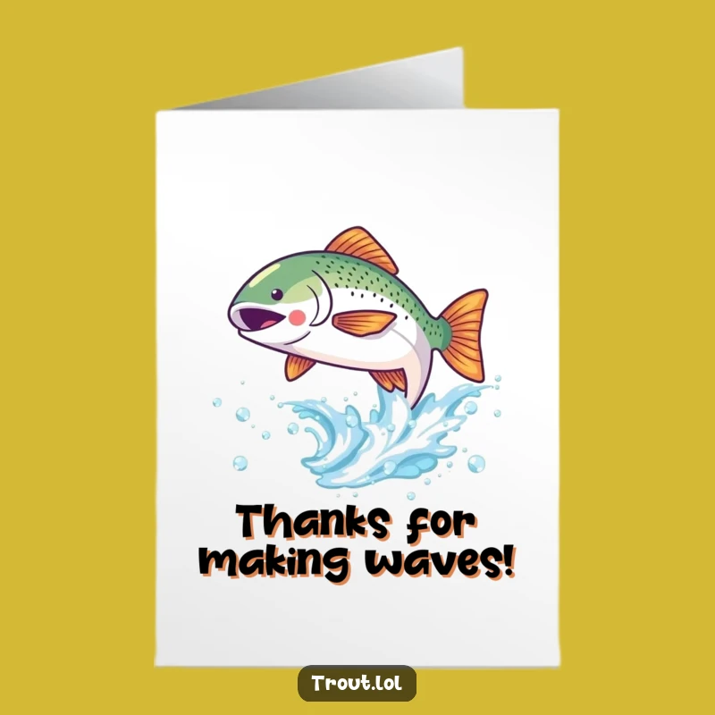 Free Printable Thank You Card: Kawaii Trout Leap, Funny Appreciation