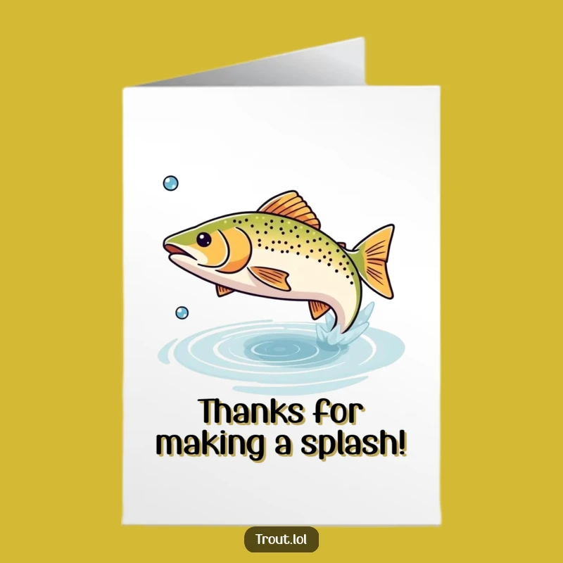 Free Printable Thank You Card: Leaping Trout Expresses Thanks Happily