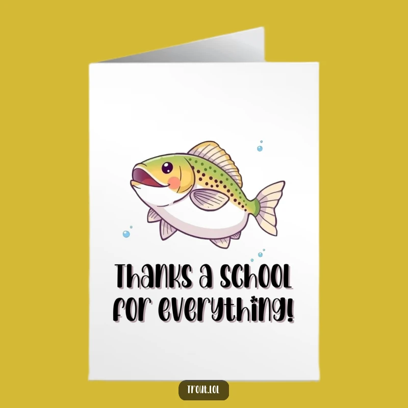Free Printable Thank You Card: Whimsical Twirling Trout, Downloadable Gratitude for Fish Lovers