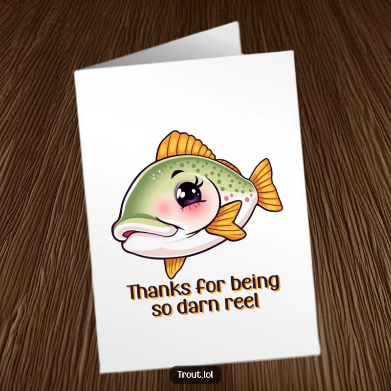 Funny Free Printable Thank You Card: A trout winks cheekily, offering a humorous and heartfelt thank you note.