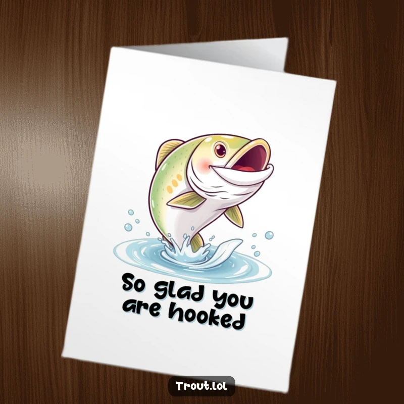 Funny Free Printable Thank You Card: A grinning trout leaps from the water, offering a fun and heartfelt thank you.