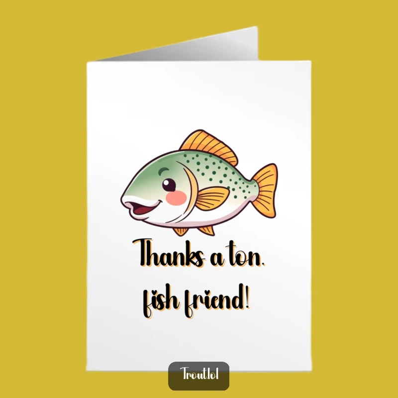 Free Printable Kawaii Trout Thank You Card: Wiggle Tail Gratitude Downloadable Gift