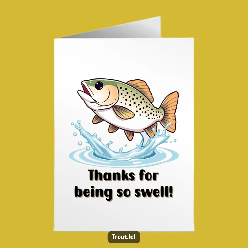 Free Printable Thank You Card: Excited Trout Splashing Appreciation - Funny Downloadable Gift
