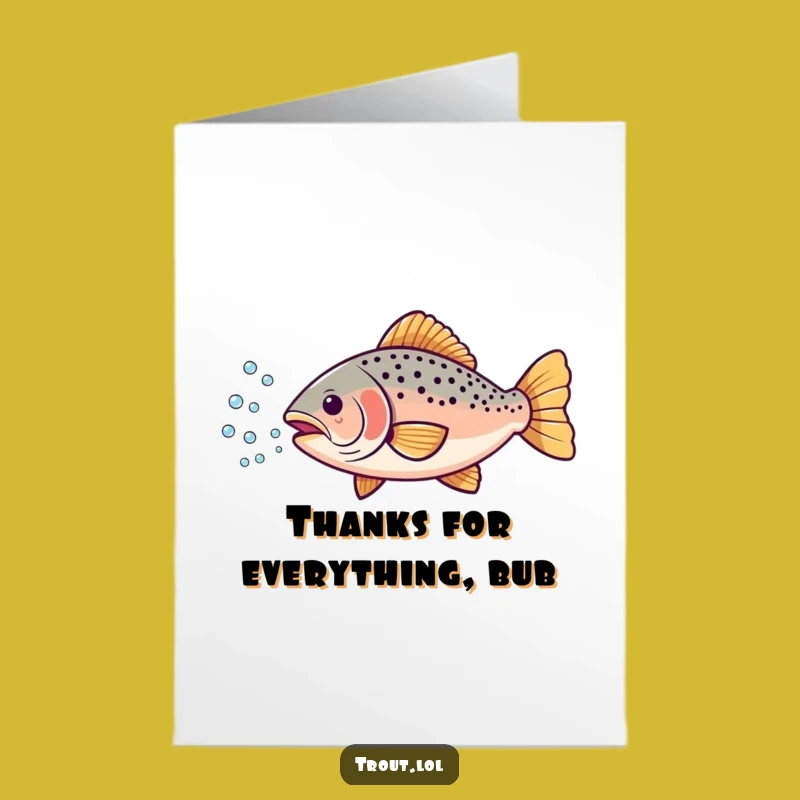Trout Thank You Card: Free Printable Bubbles Expressing Gratitude with Aquatic Charm