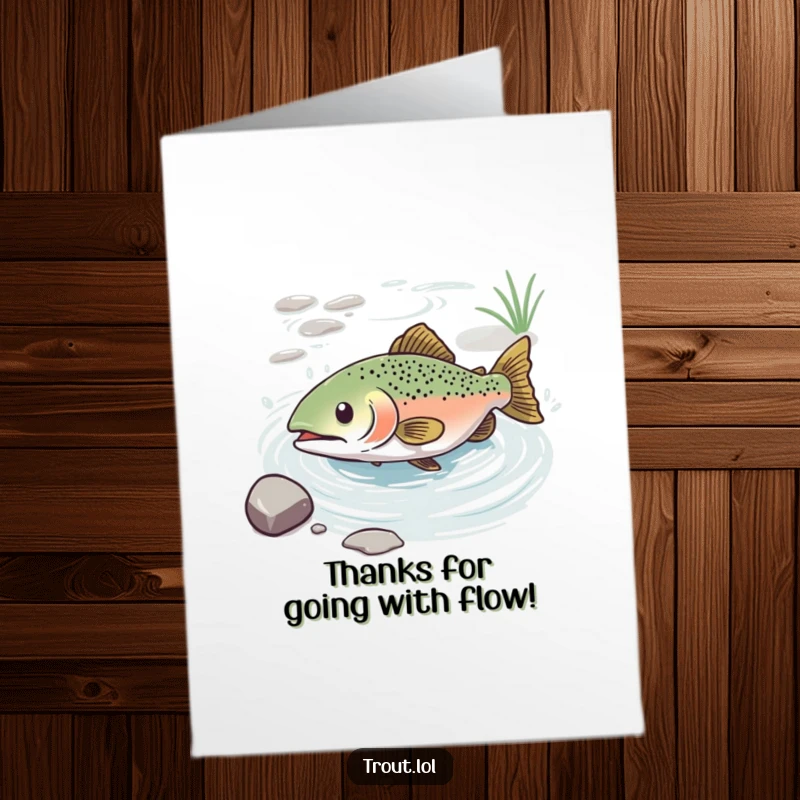 Funny Free Printable Thank You Card: A trout looks blissful as it slides down a gentle water current.
