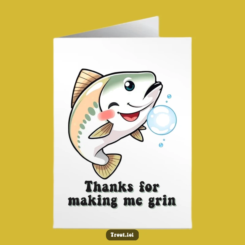 Free Printable Thank You Card: Grinning Trout Funny Downloadable Gift, Appreciative Fun
