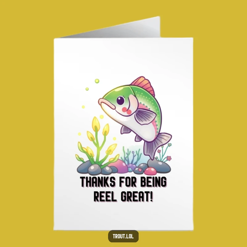 Trout Thank You Card Free Printable: Funny Grateful Fish Underwater Art Download