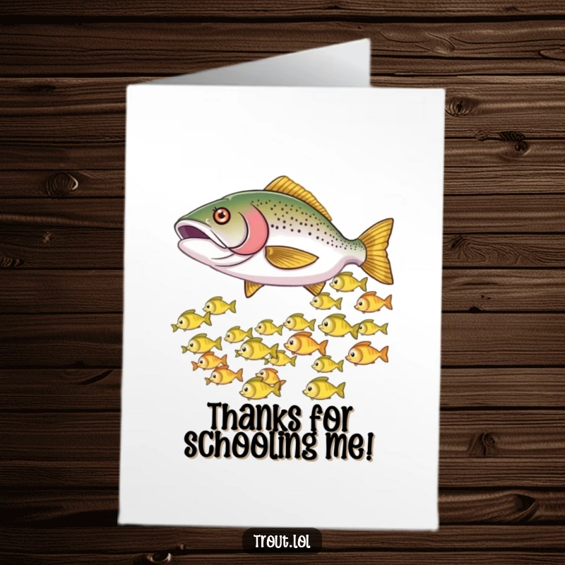 Funny Free Printable Thank You Card: A trout playfully nudges smaller fish, sending them darting.