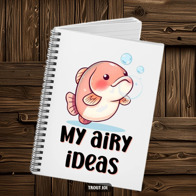 Funny notebook with a playful trout blowing a water bubble, great for notes and doodles.