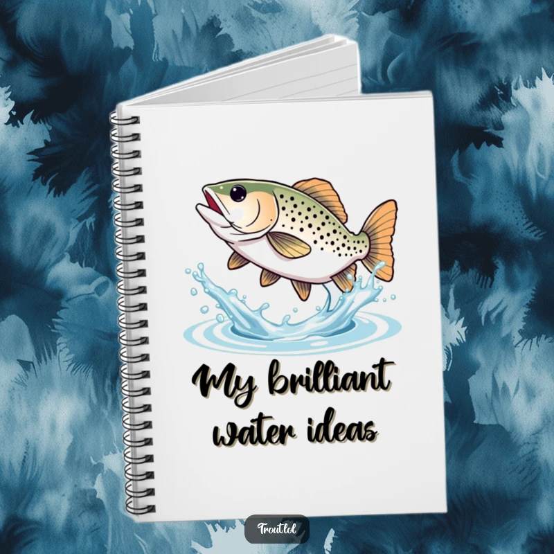 Funny Trout Notebook: Cute notebook showcasing a trout joyfully splashing water with its tail, perfect for notes and doodles.