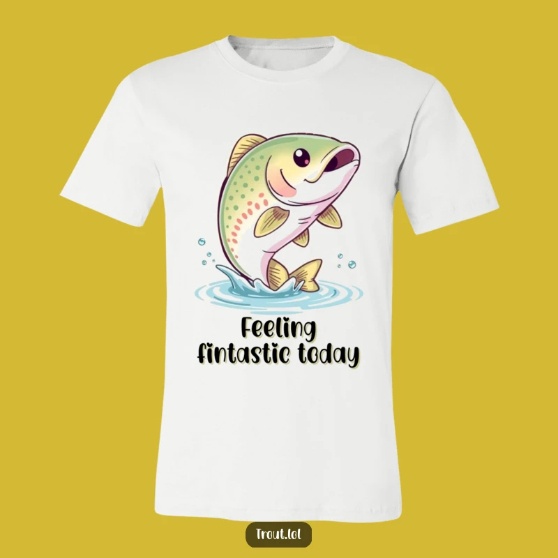 Funny Trout Leap T-Shirt: Wear Your Aquatic Humor with a Bubbly Smile