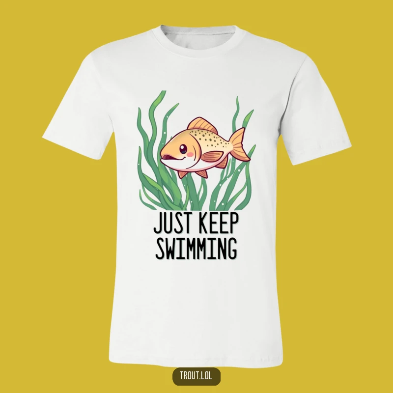 Funny Kawaii Trout T-Shirt: Cheerful Grin, Seaweed Swimmer, Perfect Fish Gift