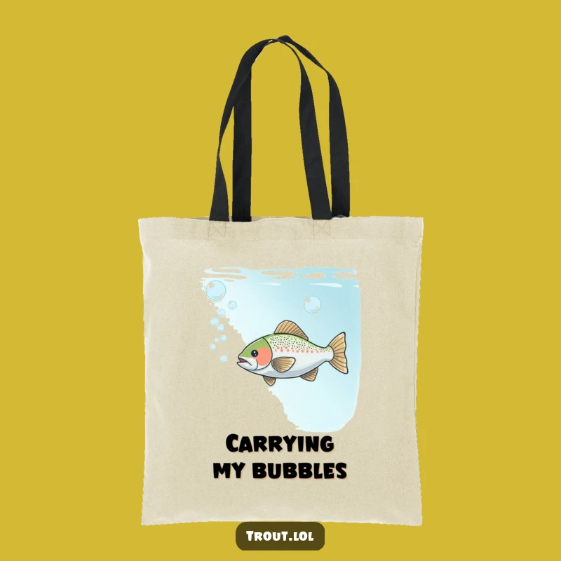 Funny Bubble Blowing Trout Tote Bag: Carry Your Day with Underwater Charm