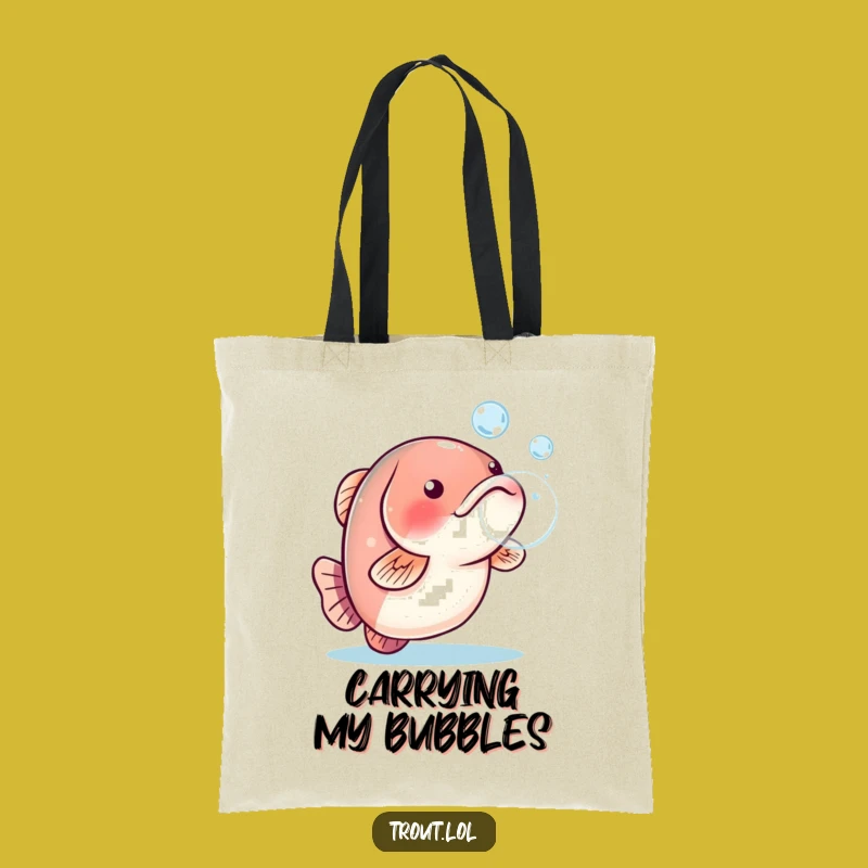 Funny Trout Bubble Tote Bag - Playful Carryall Gift