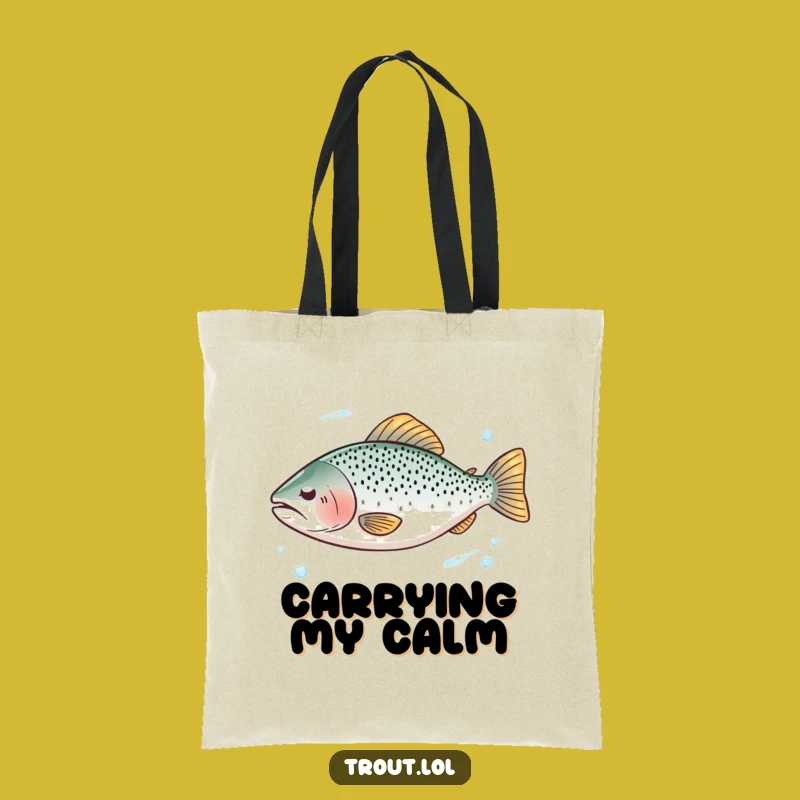 Funny Serene Trout Float Tote Bag - Carry Your Calm & Funny Gift!