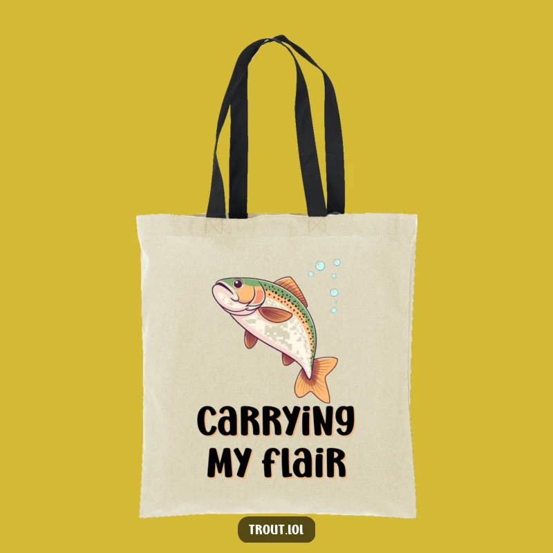Funny Flipping Trout Tote Bag: Carry Your Essentials with Aquatic Flair