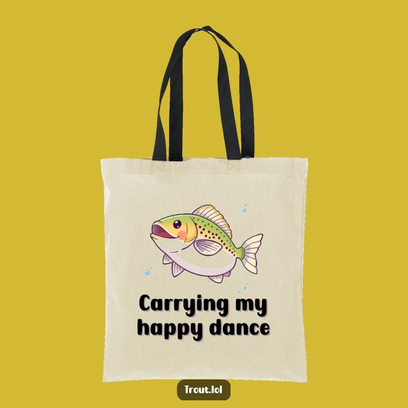 Funny Happy Trout Twirl Tote Bag - Carry Your Laughs in Style