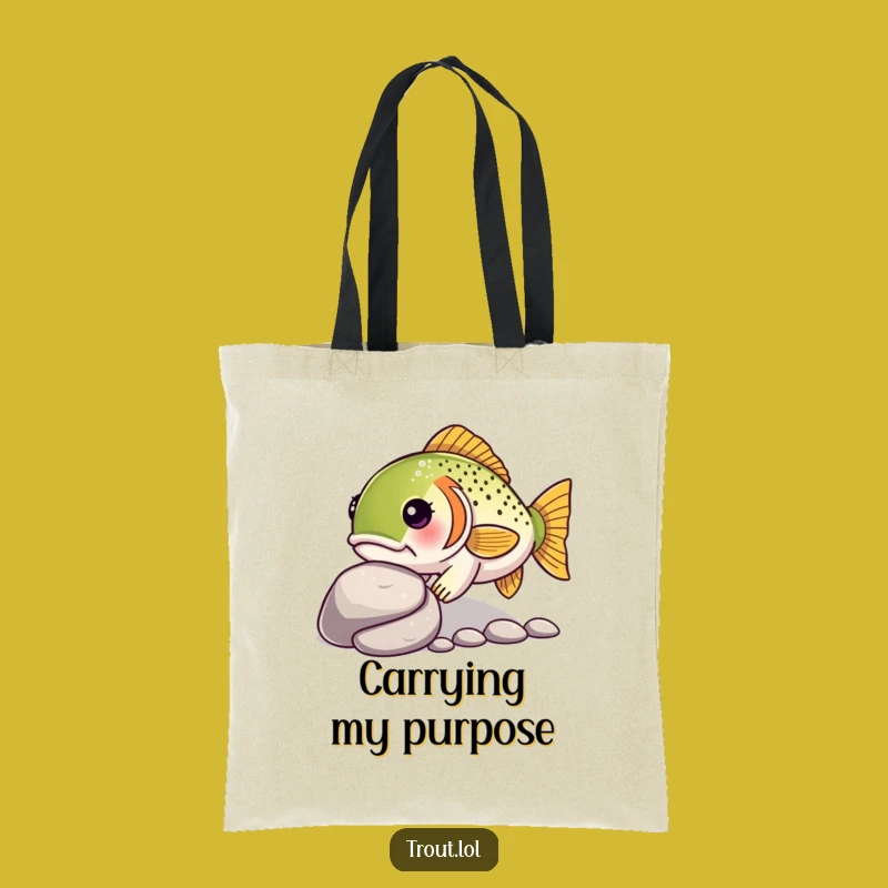 Funny Kawaii Trout Tote Bag: Determined Mover, Perfect Eco-Friendly Gift