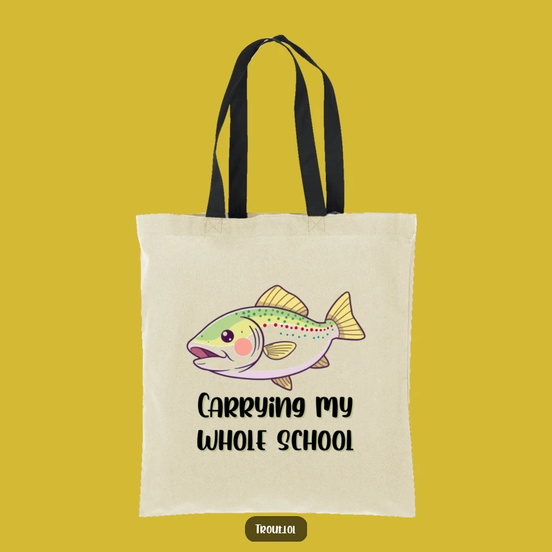 Funny Gliding Trout Tote Bag: Carry Your Stuff with this Joyful Fish, Great Funny Gift