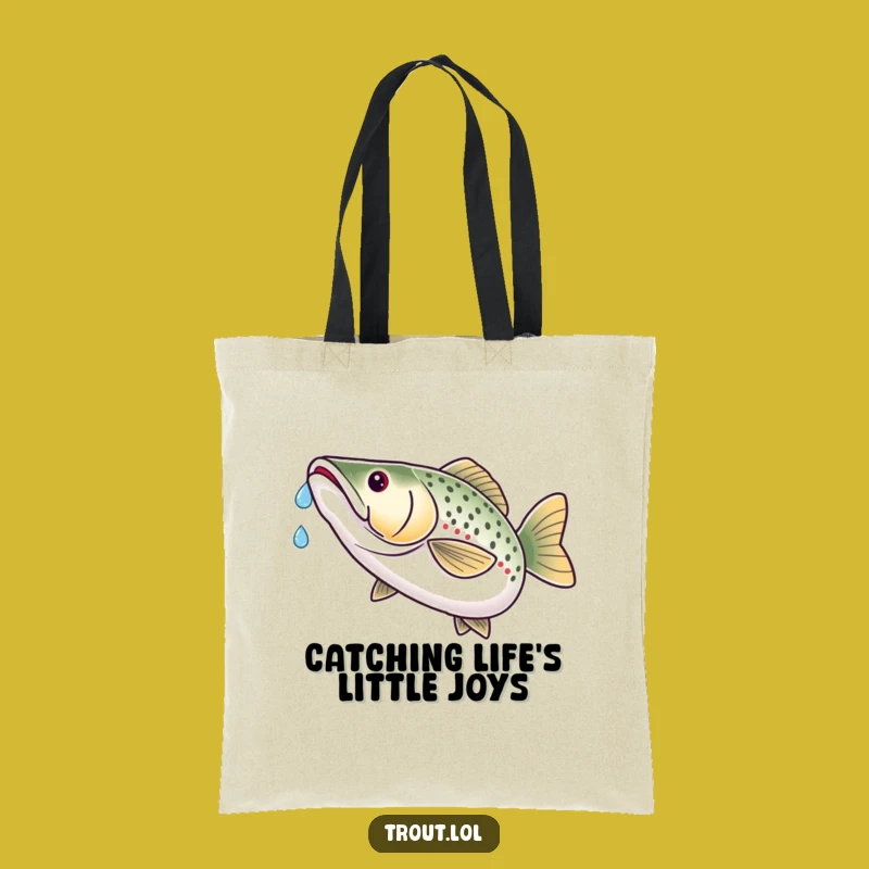 Funny Trout Water Drop Tote Bag - Hilarious Catch All Bag for Fishermen