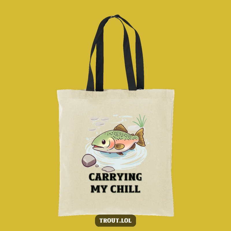 Funny Blissful Trout Tote Bag: Carry Your Serenity Everywhere!