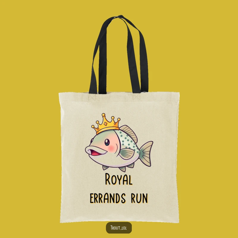 Funny Crowned Trout Tote Bag: Carry Your Treasures with Hilarious Royal Flair