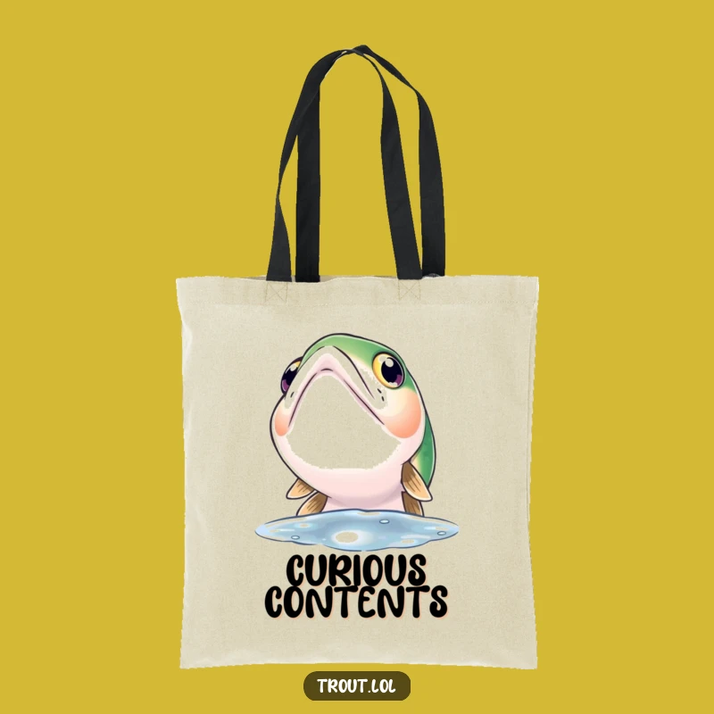 Funny Curious Trout Tote Bag: Wide Eyes Gazing Upward - Stylish & Practical