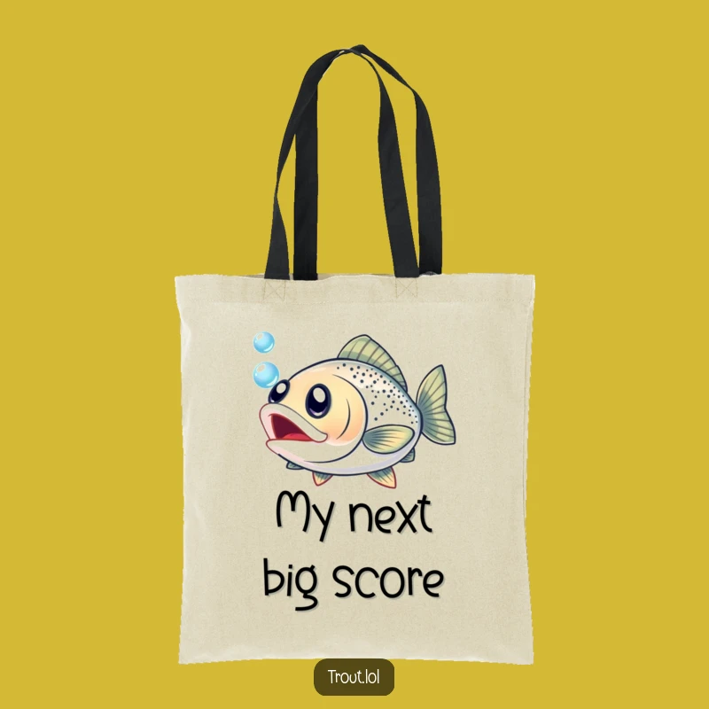 Funny Excited Trout Tote Bag: Carry Your Essentials with Aquatic Amusement