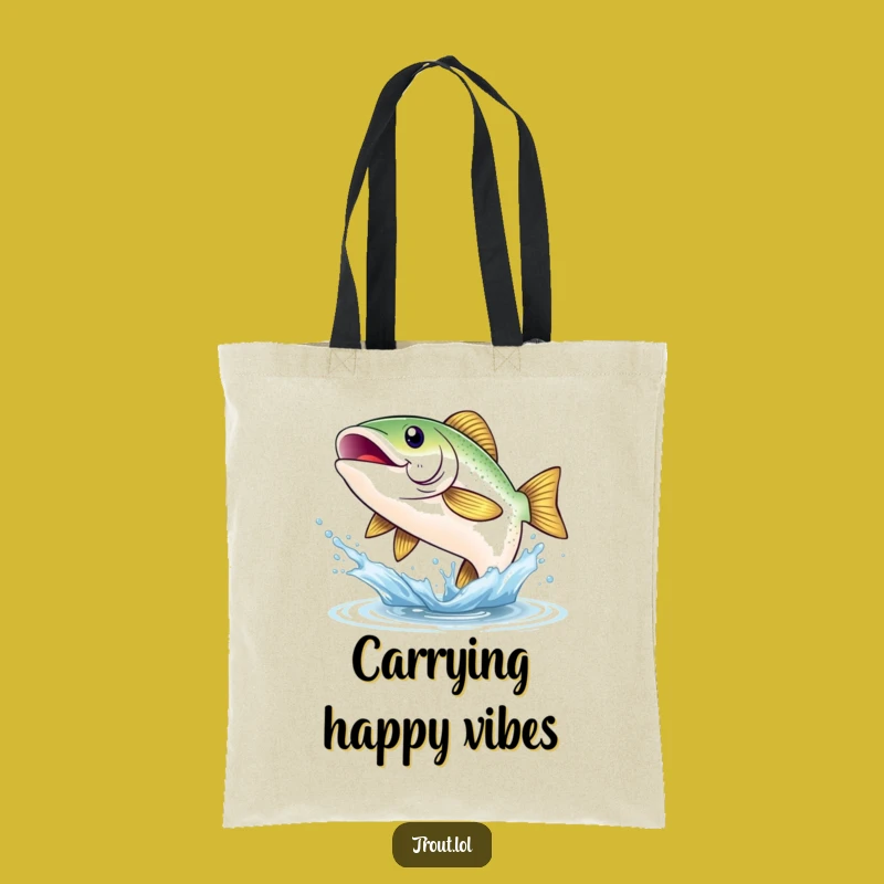 Funny Happy Trout Leaping Tote Bag: Spacious & Joyful Angler's Carry-All Gift