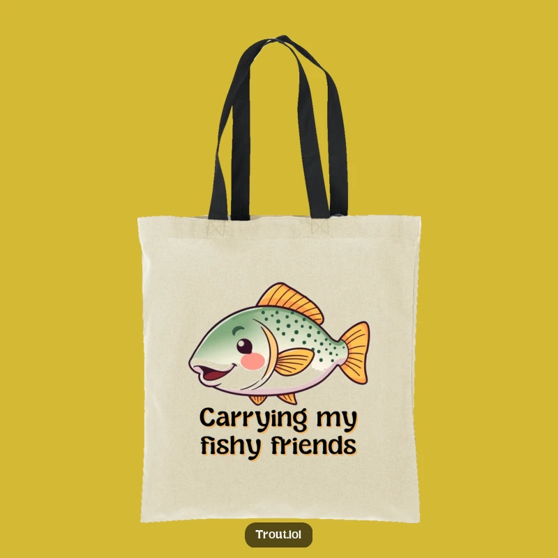 Funny Kawaii Trout Tote Bag: Happy Wiggle Fish Carry-All, Perfect Funny Gift