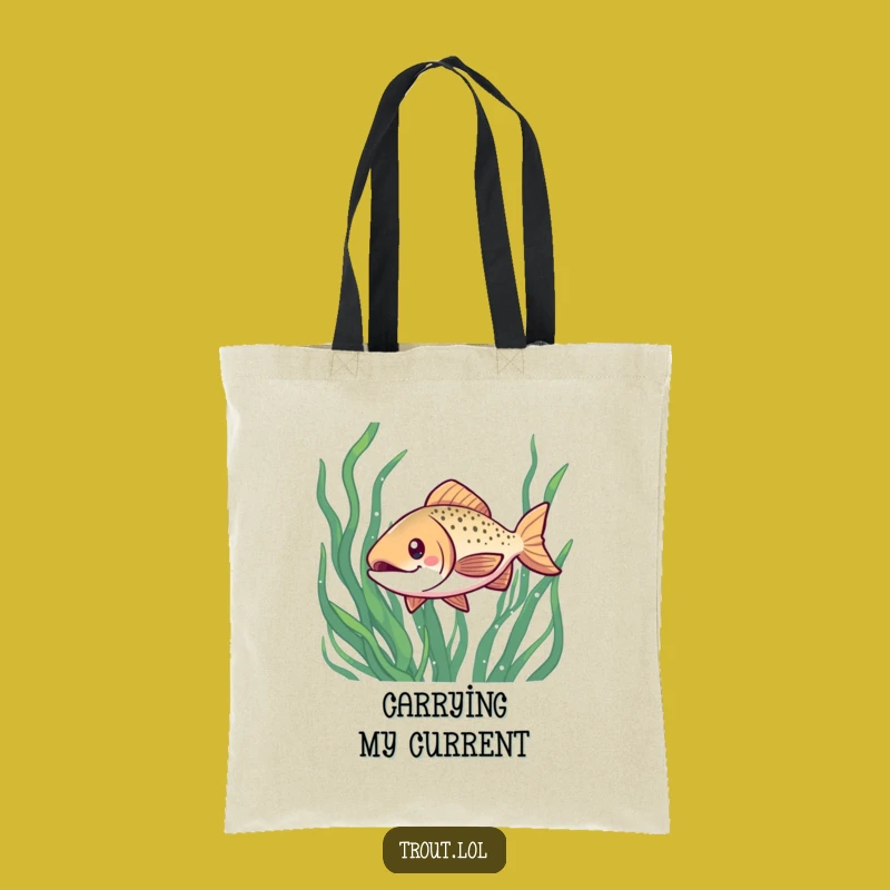 Funny Kawaii Trout Tote Bag: Seaweed Explorer, Perfect Eco-Friendly Gift